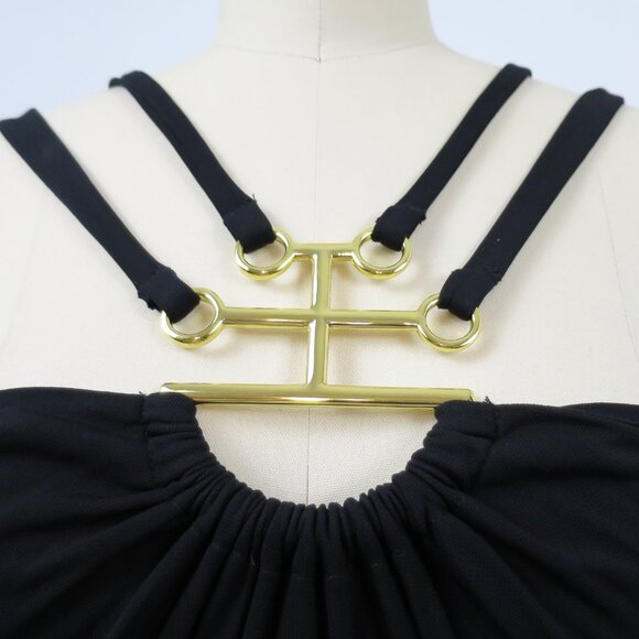 French Connection Necklace Trim Slinky Dress - Black / UK 10/US 6/FR 38/EU 38 - Picture 10 of 16